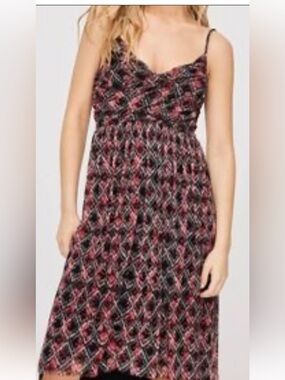 Free People Pink and Black Patterned High/Low Dress